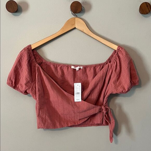 Lottie Moss Tops - New! Lottie Moss Pacsun Textured Wrap Crop Top Size Medium Mauve NWT